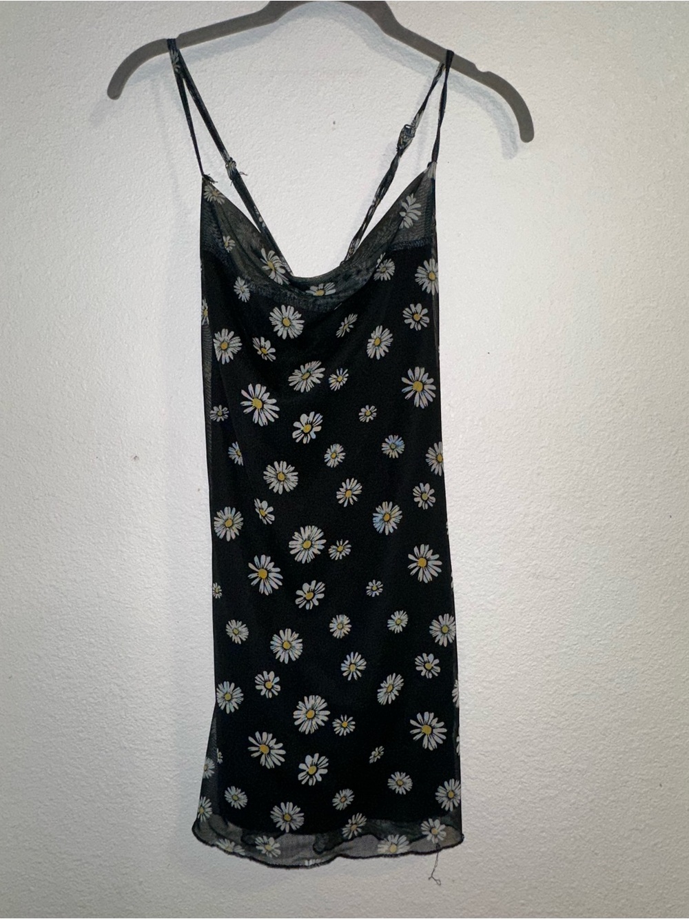 Full Tilt Black Daisy Print Slip Camisole